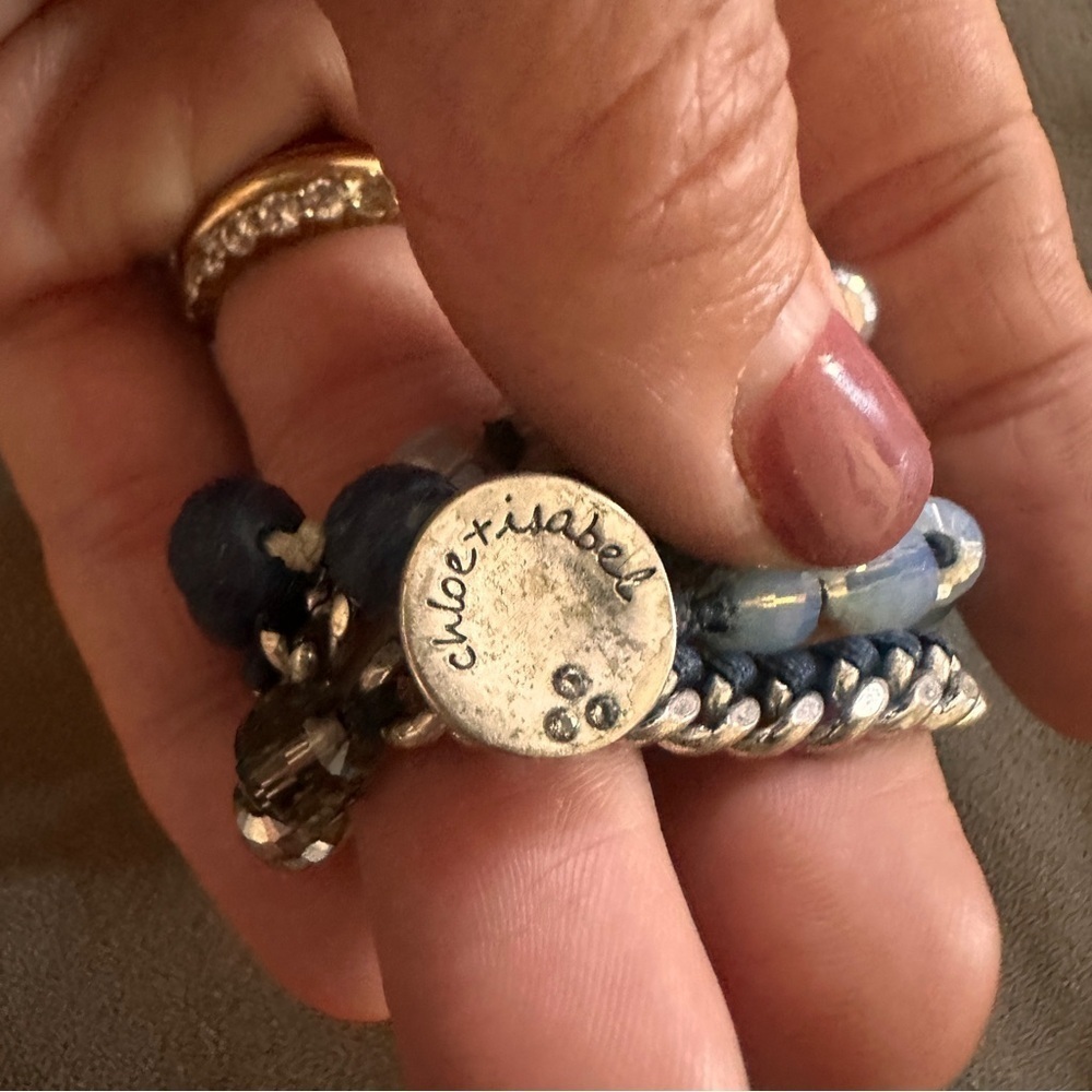 Chloe + Isabel Blue Wrap Bracelet | Boho Cool Coastal Tones, Beads & Chain, 15” - Picture 2 of 4